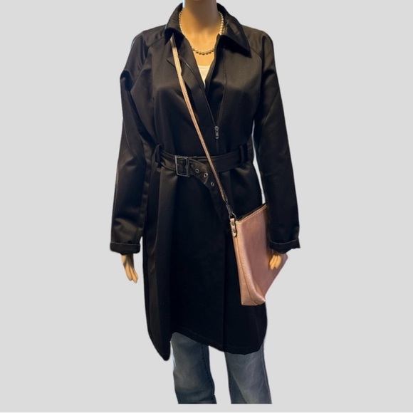 JustFab - Belted Satin 1/4 Length Trench Jacket - Picture 15 of 15